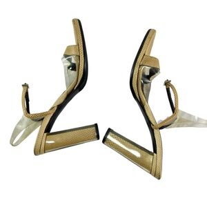 Genuine GUCCI Tan Leather Heels With Clear Vinyl Straps Size 7B